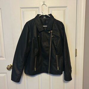Cato Black Leather Jacket with Gold Accents